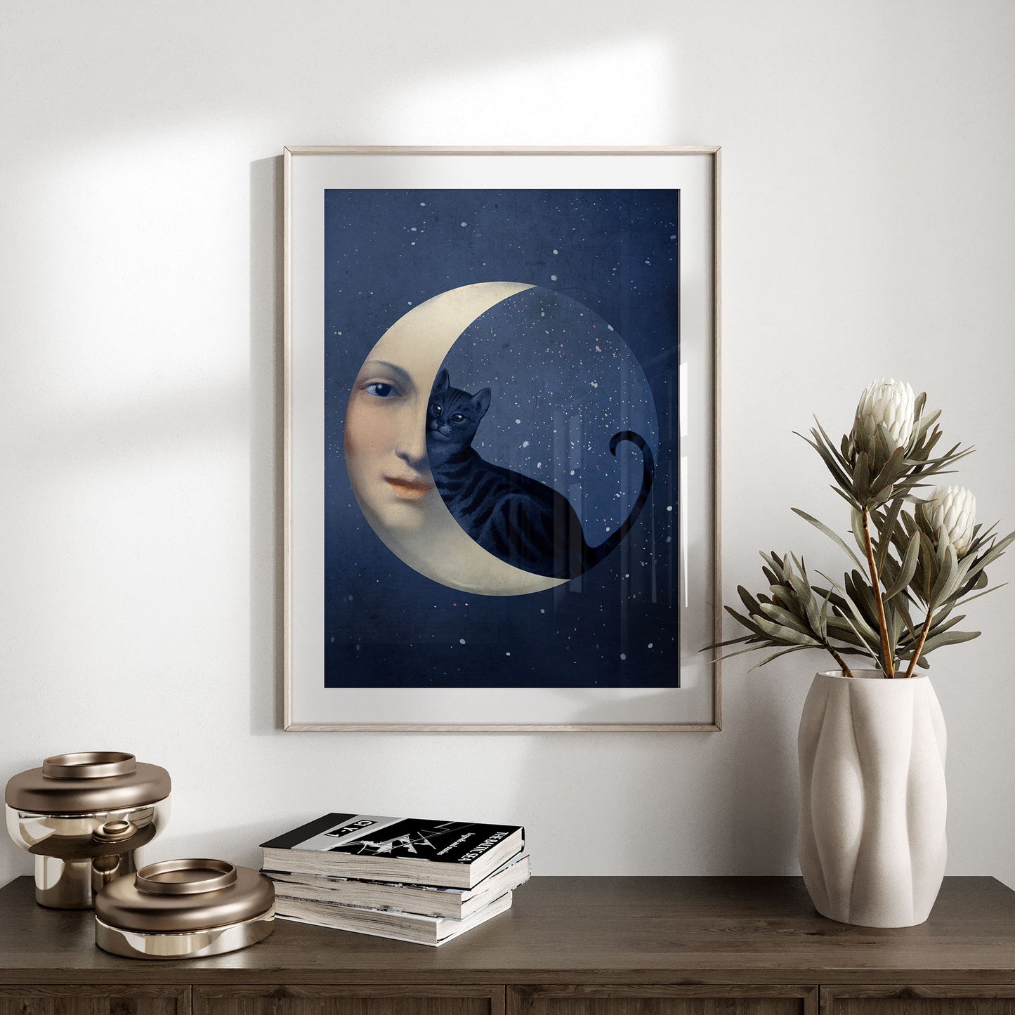 The Cat and the Moon, 30cm x 40cm, Catrin Welz-Stein